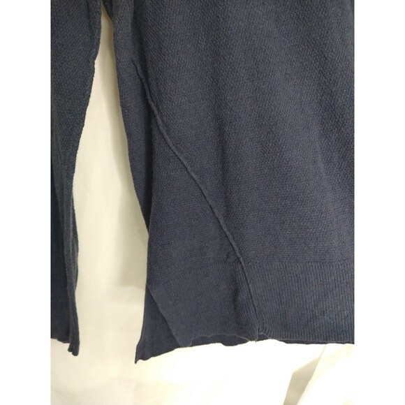 Sigrid Olsen Womens Size XL Navy Blue Linen Cotton Blend Knit Thermal Hoodie - Picture 3 of 9